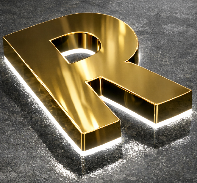 鏡面ゴールド LEDチャンネル文字 サンプル